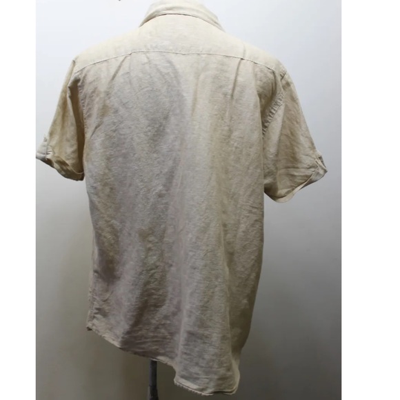 Springfield Men Linen Shirt XXL Brown Men Summer Beach - Picture 8 of 11